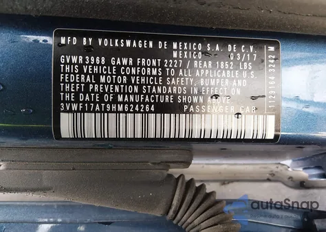 2017 Volkswagen Beetle #Pinkbeetle/1.8T Classic/1.8T S из США, поврежденный, VIN 3VWF17AT9HM624264